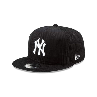 Black New York Yankees Hat - New Era MLB Corduroy 9FIFTY Snapback Caps USA6834290